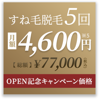 オープン記念キャンペーン価格！すね毛脱毛5回。￥57,750円