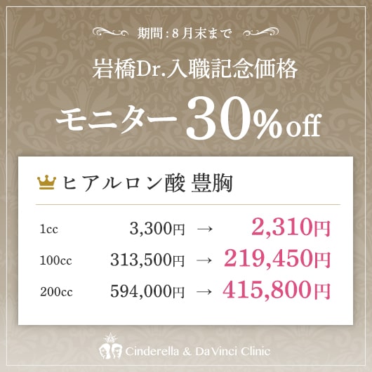 ヒアルロン酸豊胸30%オフキャンペーン